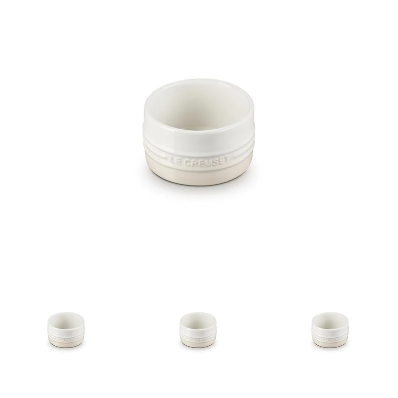 Le Creuset Stoneware Ramekin with Straight Wall, Stackable, 200 ml, Meringue, 70403207160099 (Pack of 4)