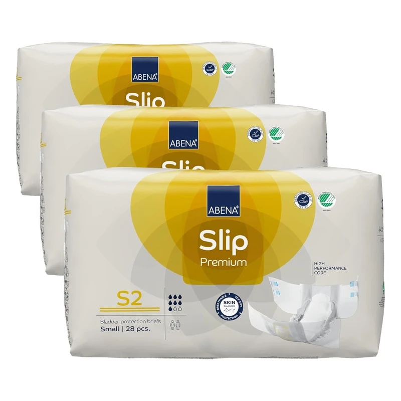 ABENA Slip Premium All-in-One Incontinence Pads for Men & Women, Eco-Labelled Pads - Small 2, 60-85cm Waist, 1800ml Absorbency, 28PK (Pack of 3)