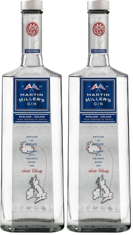 Martin Millers Original Gin - Super Premium Gin, Icelandic water, Distilled in England - 40 percent ABV 70cl Bottle (0.7L) (Pack of 2) - Image 1