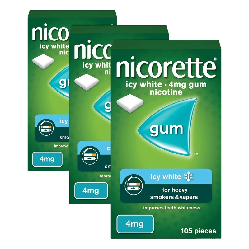 Nicorette ICY White 4mg Gum (105 Pieces), Discreet Stop Smoking and Stop Vaping Aid to Help You Quit for Good, Tackle Cravings and Withdrawal Symptoms, Nicotine Gum (Quit Smoking or Vaping) - Image 1
