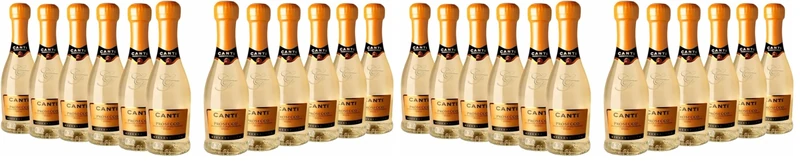 Canti - Prosecco D.O.C. Millesimato, Extra Dry Wine, in Baby Bottles, Italian Glera Grape Variety from Veneto, Fruity and Floral Taste, 12x200 ml (Pack of 2)