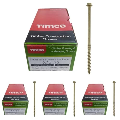 TIMCO Timber Screws – Hex Head – Exterior Green – 6.7 x 175 - Box of 50 (Pack of 4) - Image 1