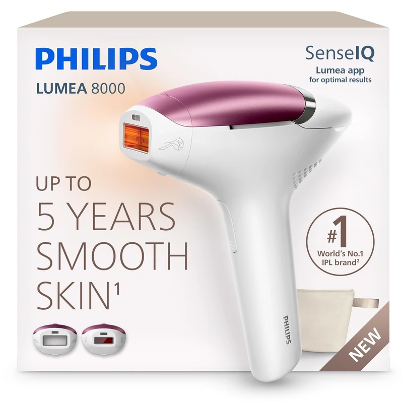Philips Lumea 8000 IPL Hair Removal Device - Long-Lasting Salon-Like Laser Hair Removal Alternative, Easy Home Use, 2 Attachments for Body and Face, BRI874/02