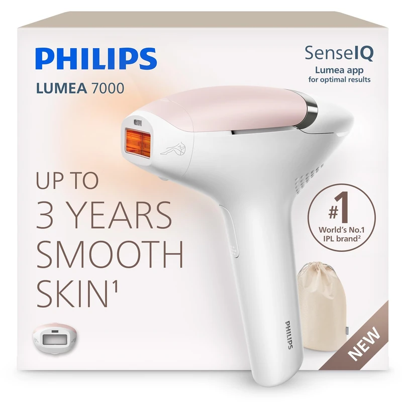 Philips Lumea 7000 IPL Hair Removal Device - Long-Lasting Salon-Like Laser Hair Removal Alternative, Easy Home Use, Medical Grade Safety, Attachment for Body & Legs, BRI870/02
