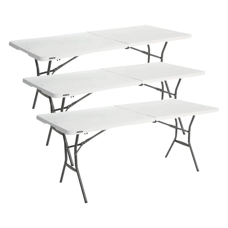 LIFETIME 6 ft/1.83 m Essential Fold-in-Half Table, White Granite (Pack of 3)