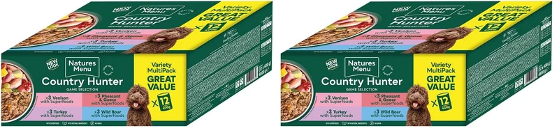 Natures Menu Country Hunter Multipack Game Meat Selection Canned Wet food for Dogs - 12 x 400g (Pack of 2) - Image 1