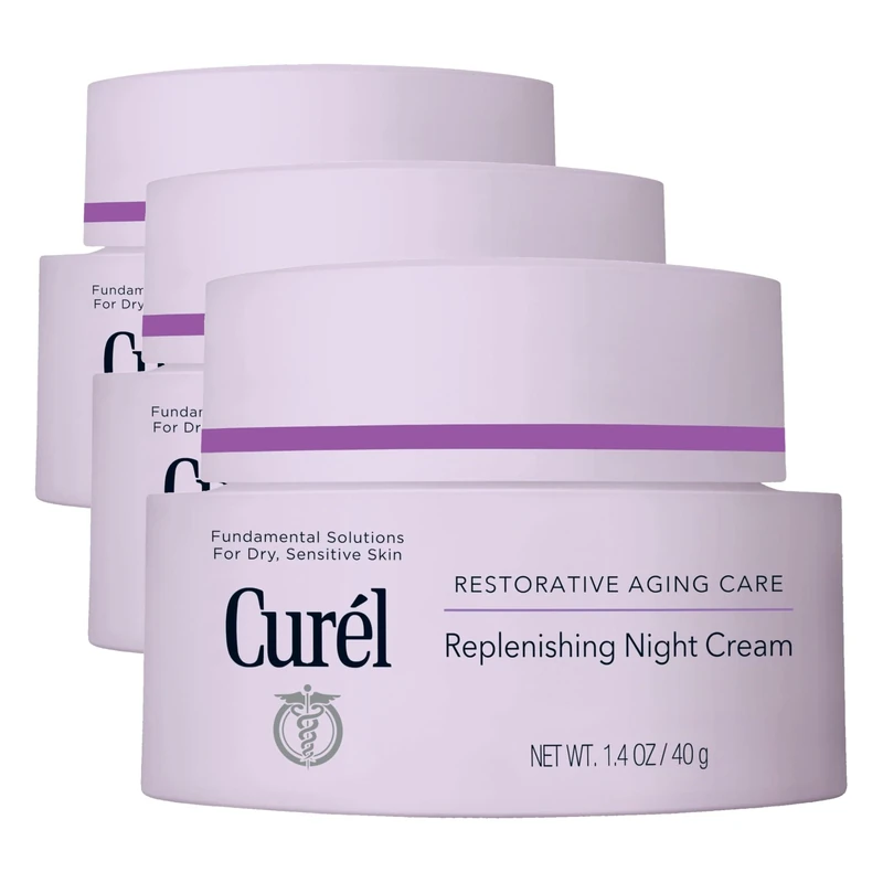 Curél Restorative Aging Care Replenishing Night Cream for Dry, Sensitive Skin, 40ml (Pack of 3)