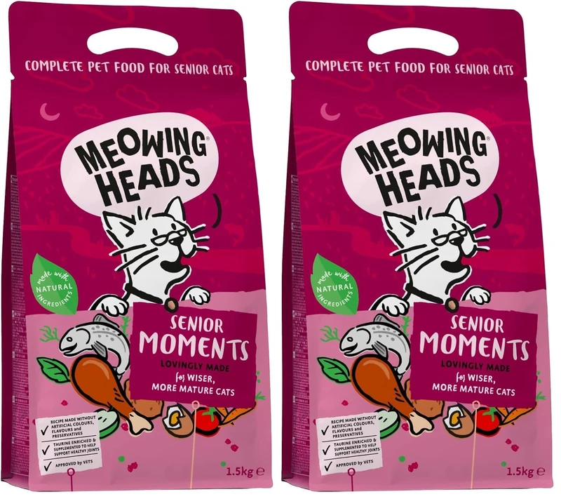 Meowing Heads Complete Dry Cat Food 1.5kg - Senior Moments - Vet Approved (Pack of 2)