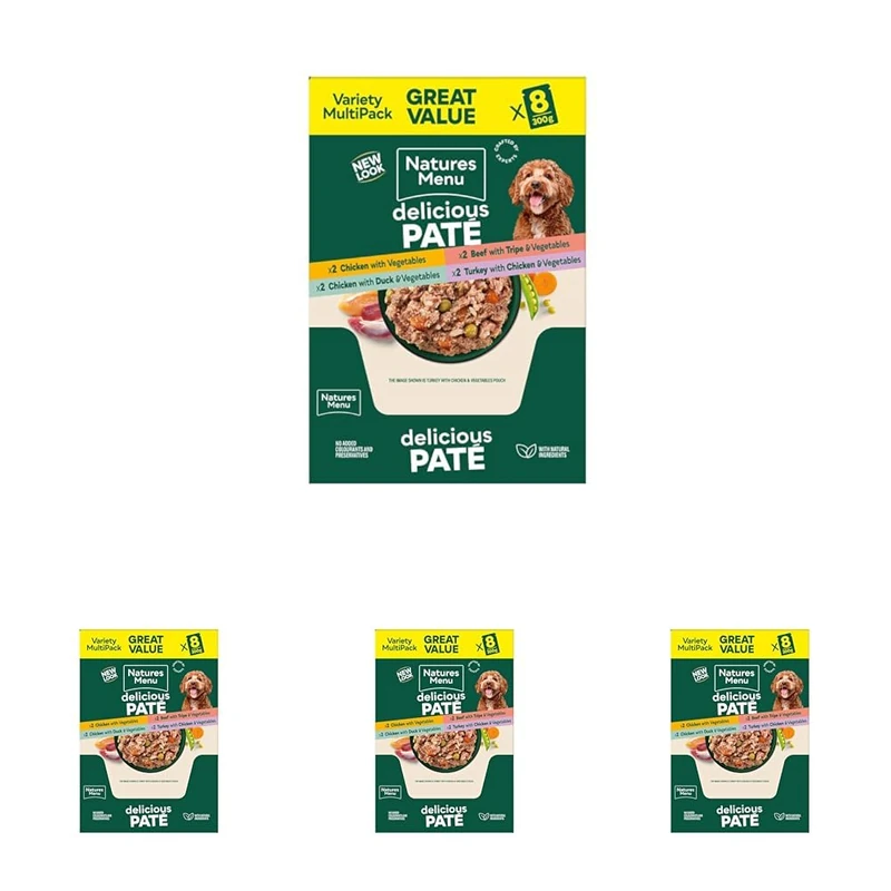 Natures Menu - Wet Dog Food - Multipack Pouches for Adult Dogs - Mixed Variety - 8 x 300g (Pack of 4)