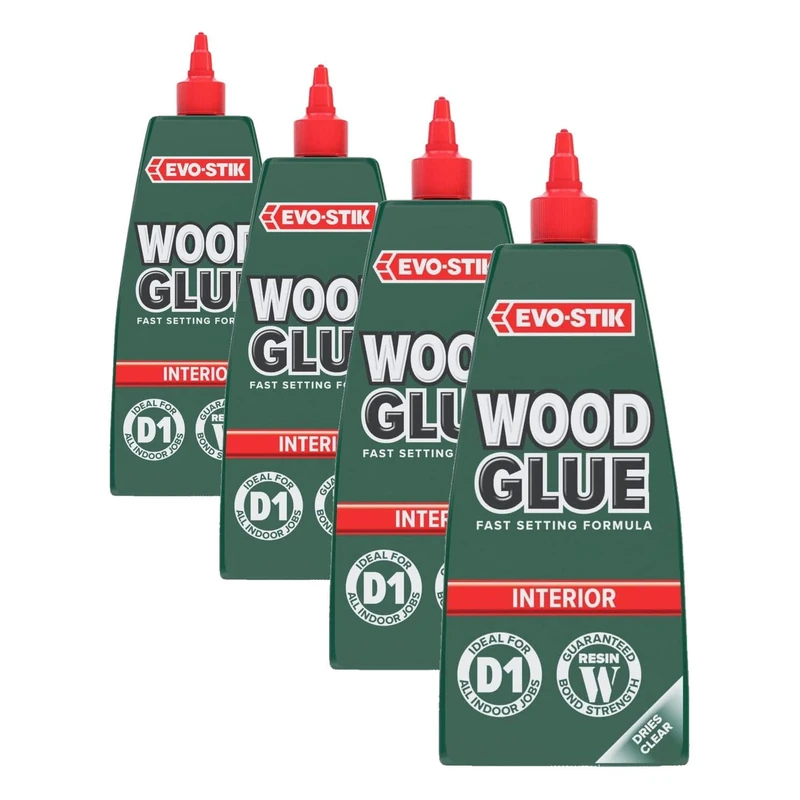 EVO-STIK Wood Glue 1L - Interior - Extra Strong - Fast Setting Glue - Dries Clear - Suitable For All Wood Types (Pack of 4) - Image 1