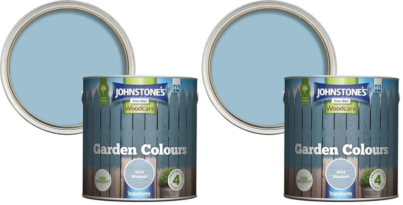 Johnstone’s - Garden Colours - Wild Bluebell - Exterior Wood Paint - Fade Resistant - Suitable for Garden Furniture Outdoors - Fence Paint - Dry in 2 hours - 12m2 Coverage per Litre - 2.5L (Pack of 2)