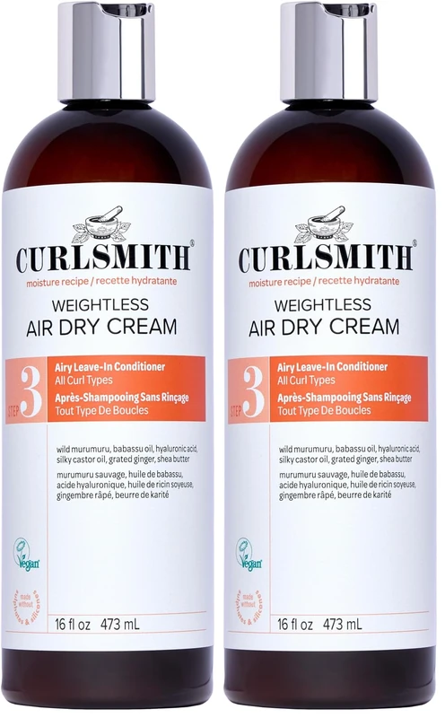 Curlsmith - Weightless Air Dry Cream - Vegan Leave-In Conditioner for Any Hair Type, Smooths Hair (473ml) (Pack of 2)