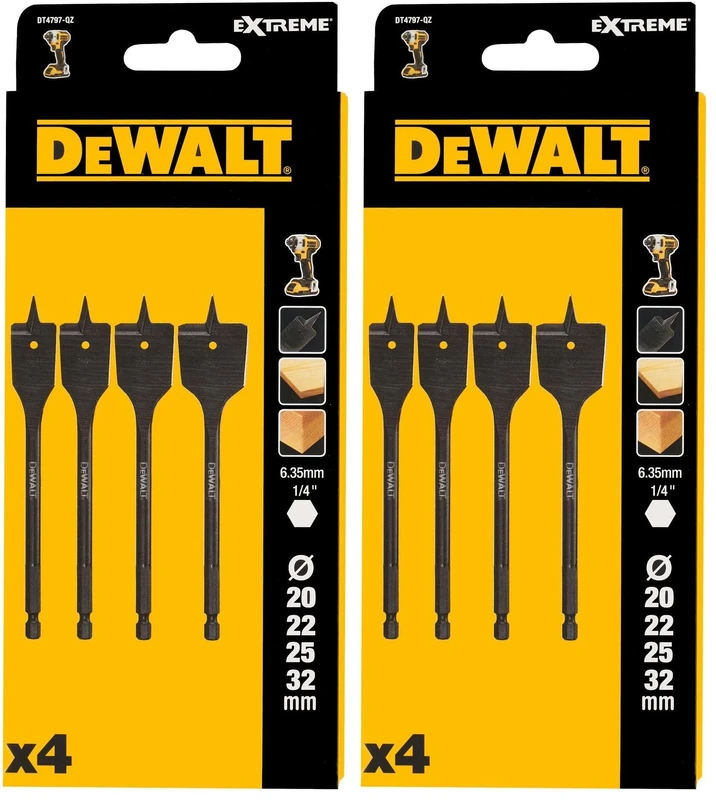 DEWALT DT4797-QZ 4 Piece Extreme Flatwood Drill Bit Set (Pack of 2)