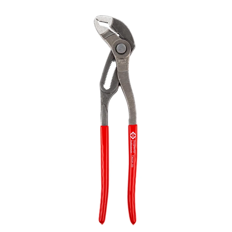 C.K Tools Push Button Water Pump Pliers, 250mm Slim Jaw Adjustable Plumbing Grips for Pipes, Taps and Fittings, 50mm Capacity, Box Joint Chrome Vanadium Steel, Hardened, Made in Germany CK T3653A 250