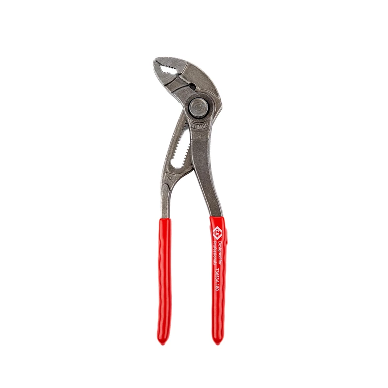 C.K Tools Push Button Water Pump Pliers, 180mm Slim Jaw Adjustable Plumbing Grips for Pipes, Taps and Fittings, 42mm Capacity, Box Joint Chrome Vanadium Steel, Hardened, Made in Germany CK T3653A 180