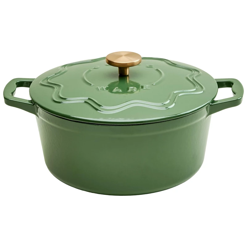Judgeware Enamelled Cast Iron Dutch Oven Casserole Dish with Lid (Green)