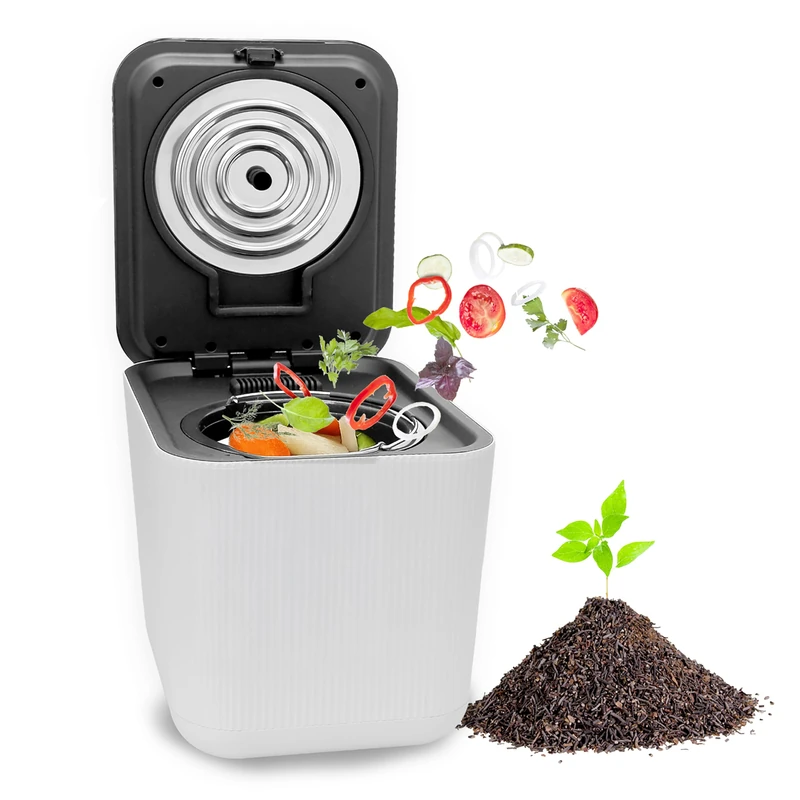 Nutrichef 3L Electric Kitchen Composter - Compost’s Organic Material & Food Scraps | Countertop Automatic Compost Bin | Dry, Crush, & Cooling Functions | Perfect for Kitchens & Apartments | White