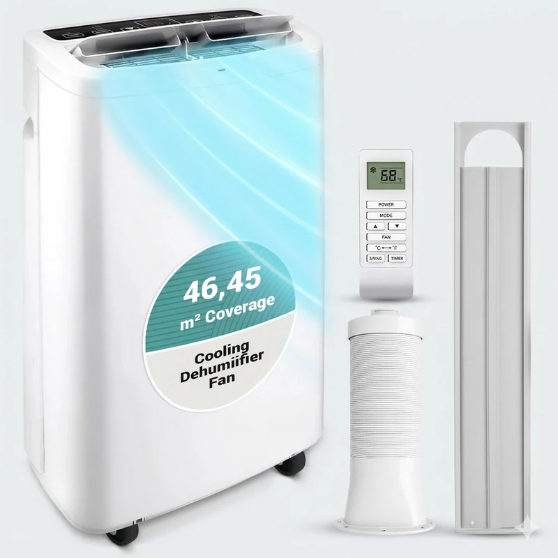 SereneLife Air Conditioning Unit, 13,000 BTU Portable Air Conditioner, 3-in-1 Powerful Ac, Aircon Unit, Mobile Air Conditioners, w/Dehumidifier Function, Remote Control, Window Venting Kit Included