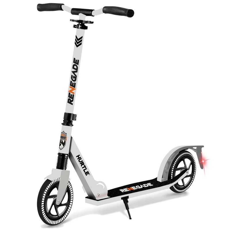 Hurtle Scooter for Kids Ages 8+, Adult Scooter Foldable w/ 200mm Big Wheels, 2 Wheel Stunt Scooters for Teenagers, Lightweight Kick Scooter, Adjustable Handlebar, Alloy Anti Slip Deck w/Carrying Strap