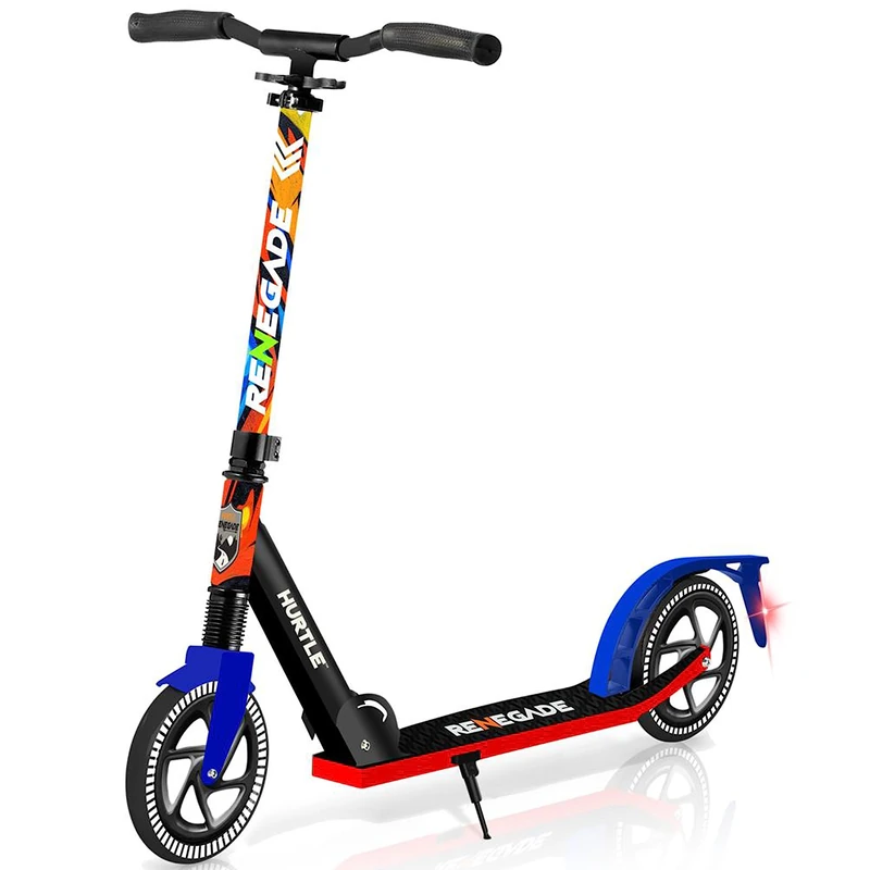 Hurtle Children's Scooter 10 Years, City Scooter - Foldable & Height Adjustable 84-98 cm, Scooter Children & Adults with Stand, Includes Carry Strap, up to 100 kg, Graffiti