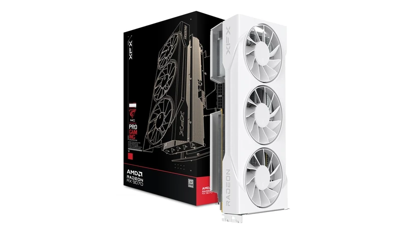 XFX Swift AMD Radeon RX 9070 GRE White, Tri-Fan Gaming Edition, 12GB GDDR6, HDMI, 3 DP Ports, AMD RDNA™ 4 (RX-97GRE29W7)