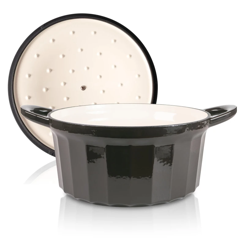 Römertopf Cast Iron Pot with Lid 28 cm - Casserole Pot Enamel Coating, All Hobs Including Induction, Oven-Safe 250 °C, Bread Baking, Braising Roasting, PFAS-Free, Anthracite