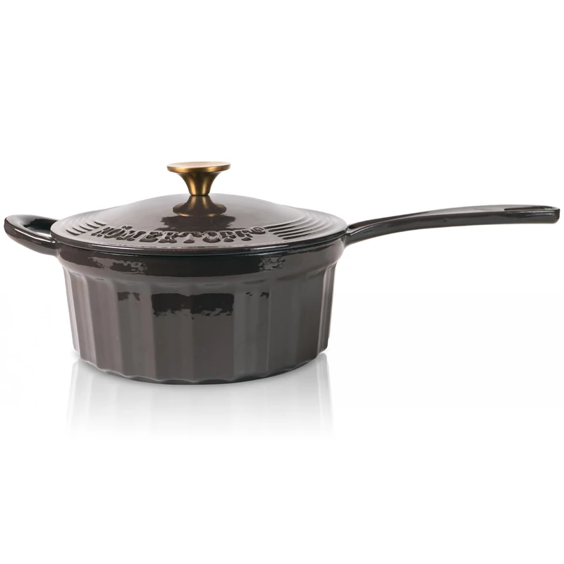 Römertopf Cast Iron Saucepan with Lid, 22 cm, Enamel Saucepan, All Hobs Including Induction, Oven-Safe 250 °C, for Risotto Fondue Sauces, PFAS-Free, Anthracite - Image 1