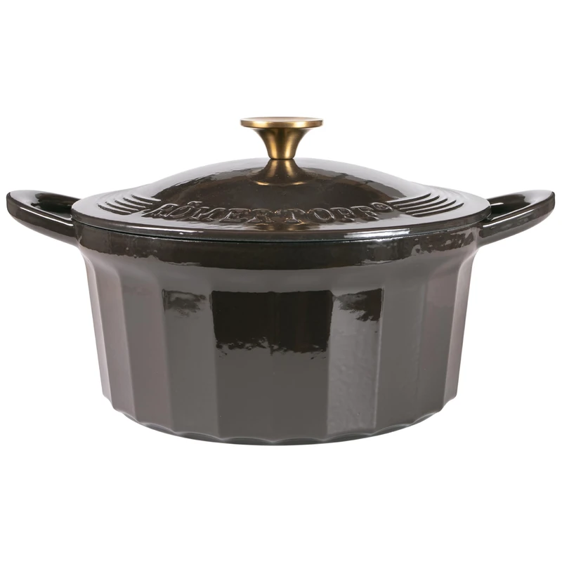 Römertopf Cast Iron Pot with Lid 24 cm - Casserole Pot Enamel Coating, All Hobs Including Induction, Oven-Safe 250 °C, Bread Baking, Braising Roasting, PFAS-Free, Anthracite - Image 1