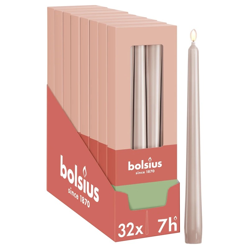 Bolsius Essentials - Smooth Taper Candles - Light Pink - 9.6 in - Pack of 32-7.5 Hours - Decorative Candles - No Palm Oil - with Natural Plant Wax - Image 1
