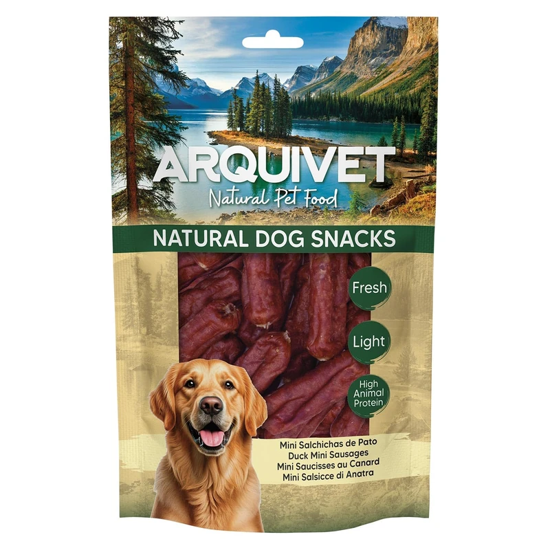 Dog Snacks (Pack of 12) - Mini Duck Sausages 100gr, Natural Dog Snacks - Arquivet