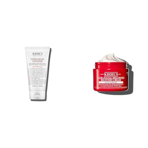 Kiehl’s Ultra Facial Cleanser and Meltdown Recovery Cream Bundle, Gentle Foaming Cleanser + Colloidal Oatmeal Moisturiser for Sensitive Skin, Repairs Barrier and Hydrates up to 96H, 150ml + 50ml