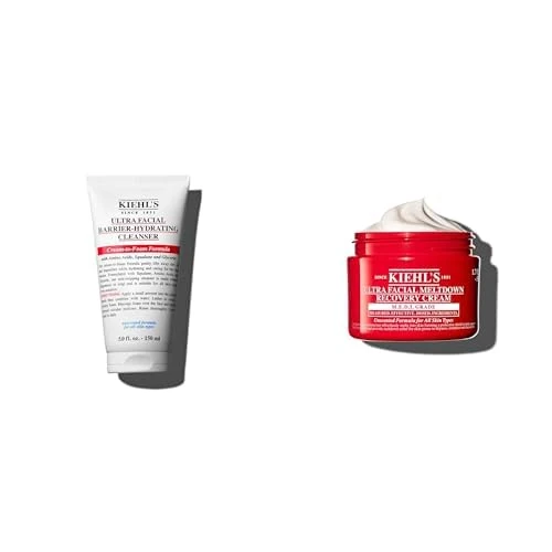 Kiehl’s Ultra Barrier Cleanser and Meltdown Recovery Cream Bundle, Hydrating Cream-to-Foam Face Wash + Colloidal Oatmeal Moisturiser for Sensitive Skin, Repairs and Hydrates up to 96H, 150ml + 50ml - Image 1