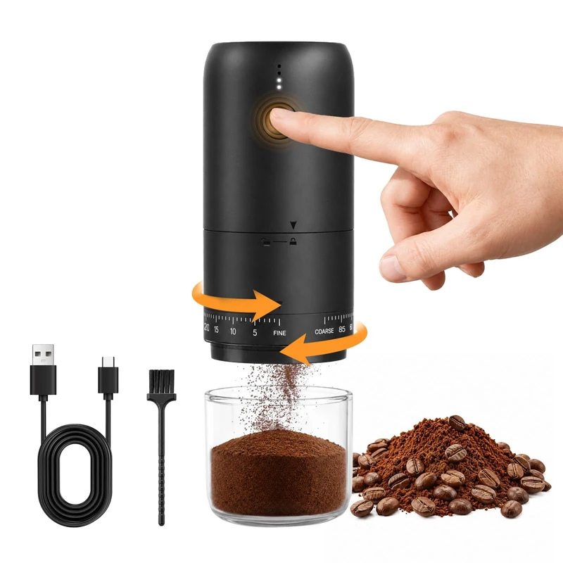 MERTTURM Rechargeable Electric Coffee Grinder, Portable Coffee Bean Grinder