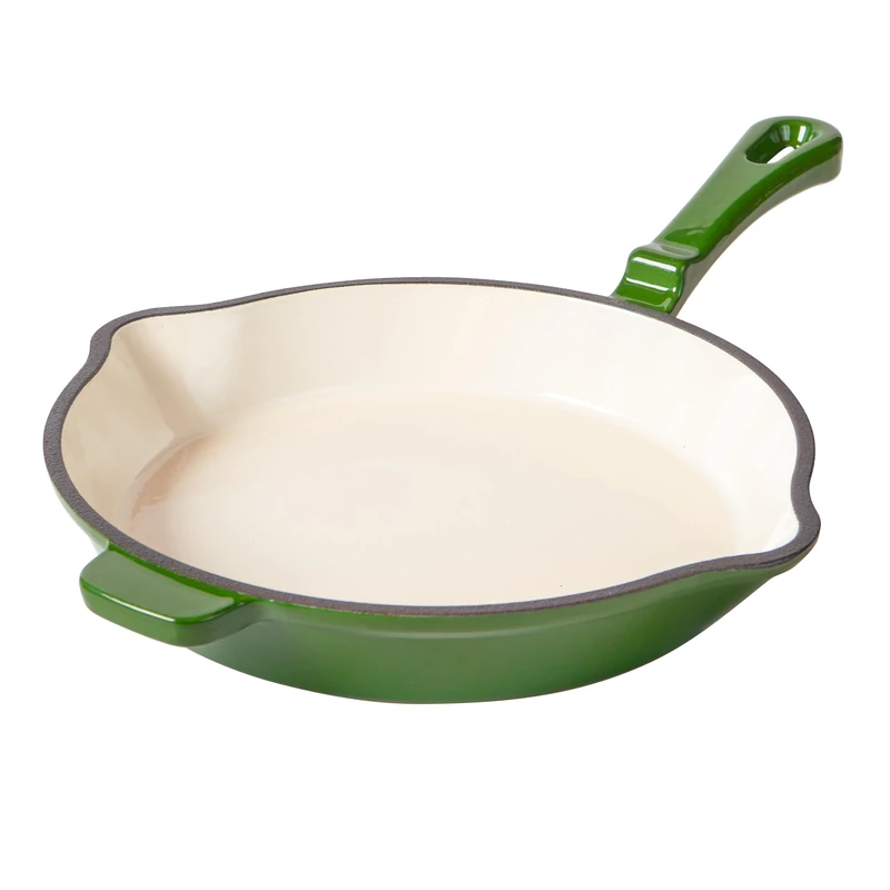 Römertopf Cast Iron Frying Pan, 28 cm, Enamel Coating, All Hobs Including Induction, Oven-Safe 250 °C, for Steaks, Fried Potatoes, Fish Frying Dishes, PFAS-Free, Green - Image 1