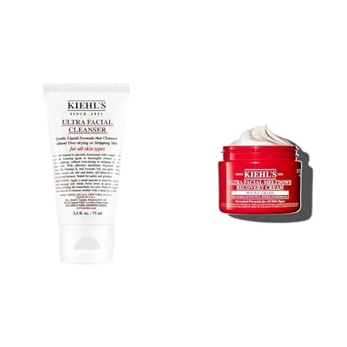 Kiehl’s Ultra Facial Cleanser and Meltdown Recovery Cream Bundle, Gentle Foaming Cleanser + Colloidal Oatmeal Moisturiser for Sensitive Skin, Repairs Barrier and Hydrates up to 96H, 75ml + 50ml - Image 1