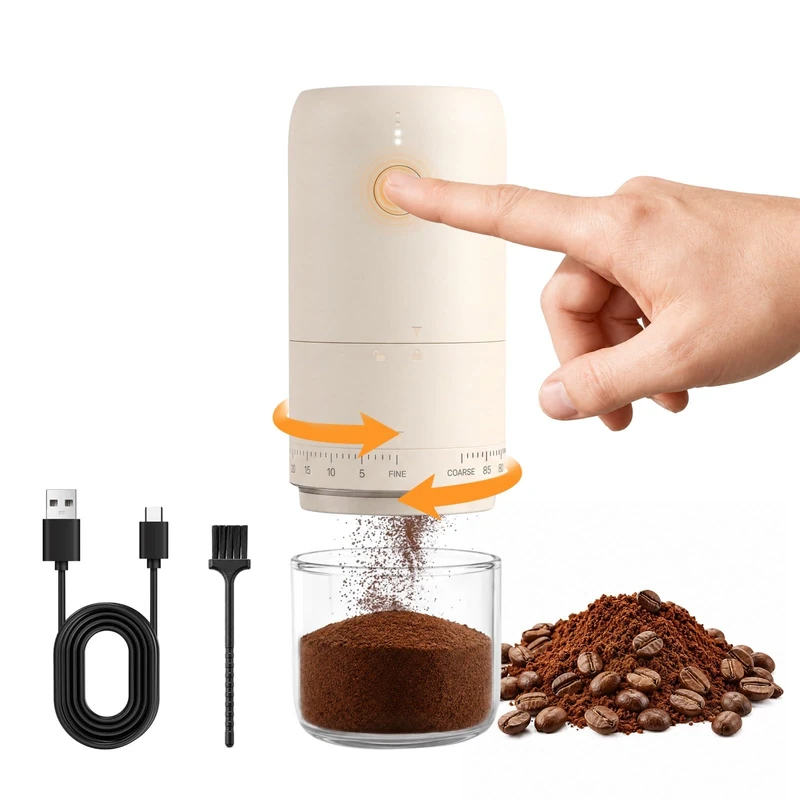 MERTTURM Rechargeable Electric Coffee Grinder, Portable Coffee Bean Grinder