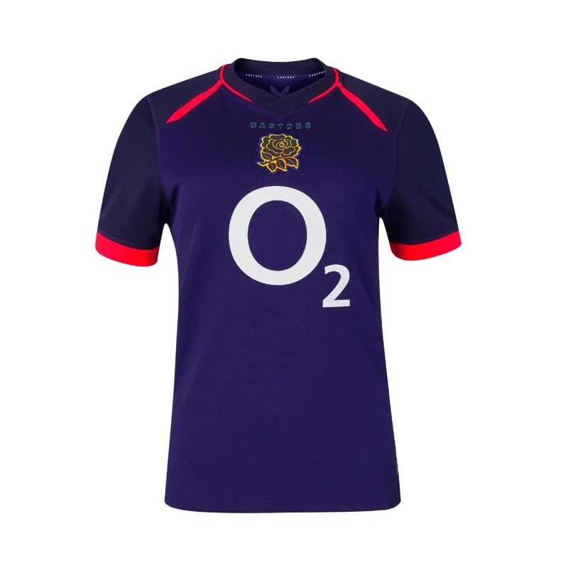 Castore England Rugby Women's Alternate Replica Short Sleeve Shirt, Rhodonite, Maritime Blue, Diva Pink, 8 - Image 1