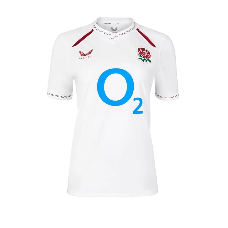 Castore England Rugby Women's Home Replica Short Sleeve Shirt, White, 20