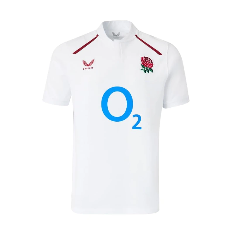 Castore England Rugby Men's Home Classic Short Sleeve Shirt, White, M