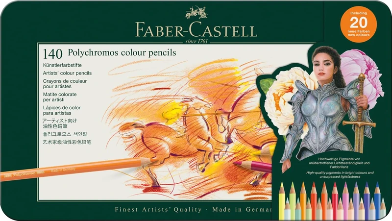 Faber-Castell Art & Graphic Polychromos Colour Pencils Tin of 140 Coloured Pencils, for Art, Craft, Drawing, Sketching, Home, School, University, Colouring - Image 1