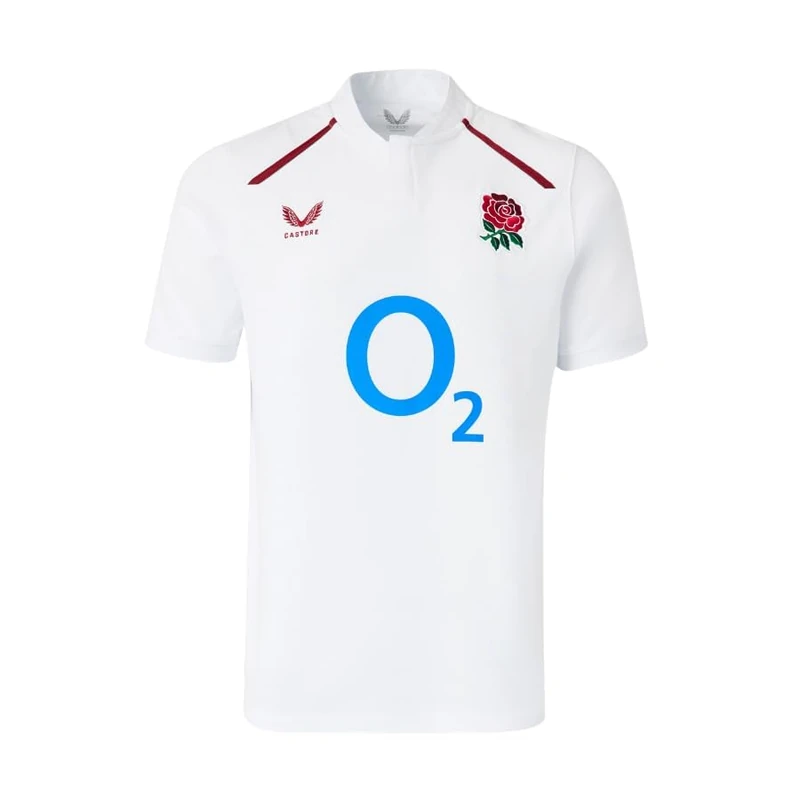 Castore England Rugby Men's Home Classic Short Sleeve Shirt, White, XXL