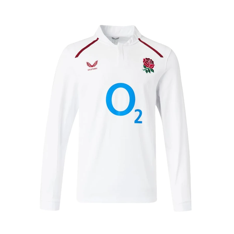 Castore England Rugby Men's Home Classic Long Sleeve Shirt, White, XL