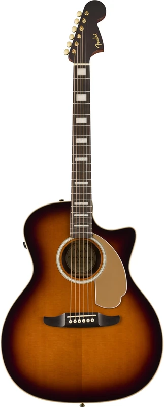 Fender California Select Newporter Acoustic Guitar, Aged Cognac Burst
