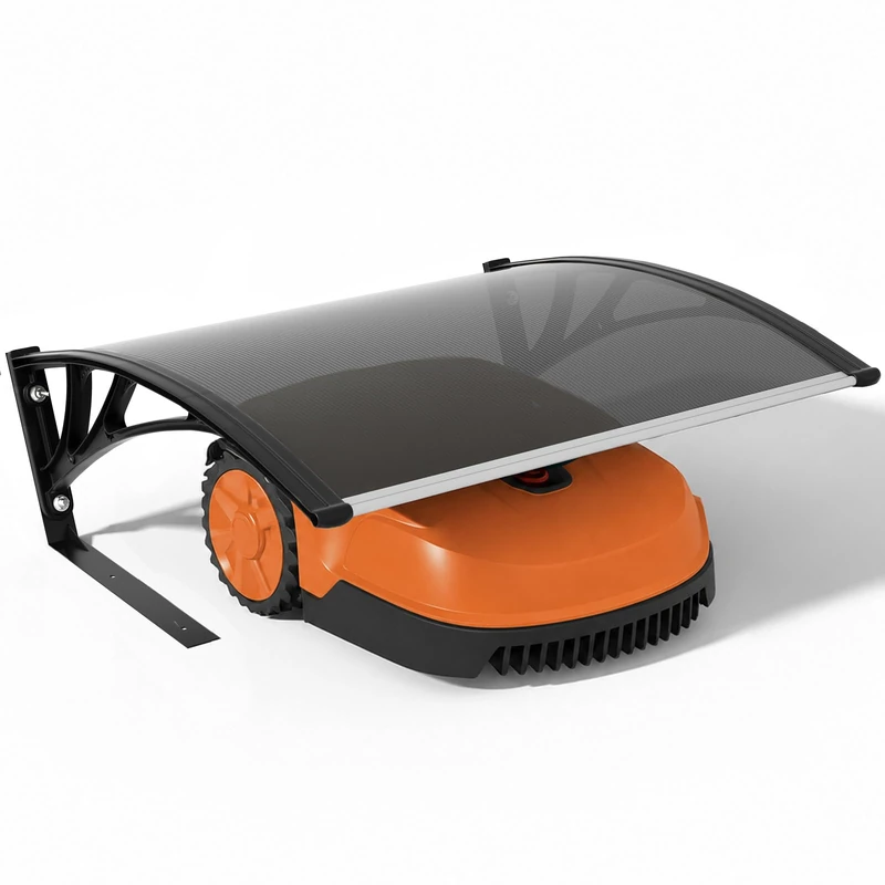 VOUNOT® Robotic Lawnmower Garage 104x80x50 cm, Outdoor Weatherproof Shelter with Metal Legs, Rigid Roof Protection, Dark Grey