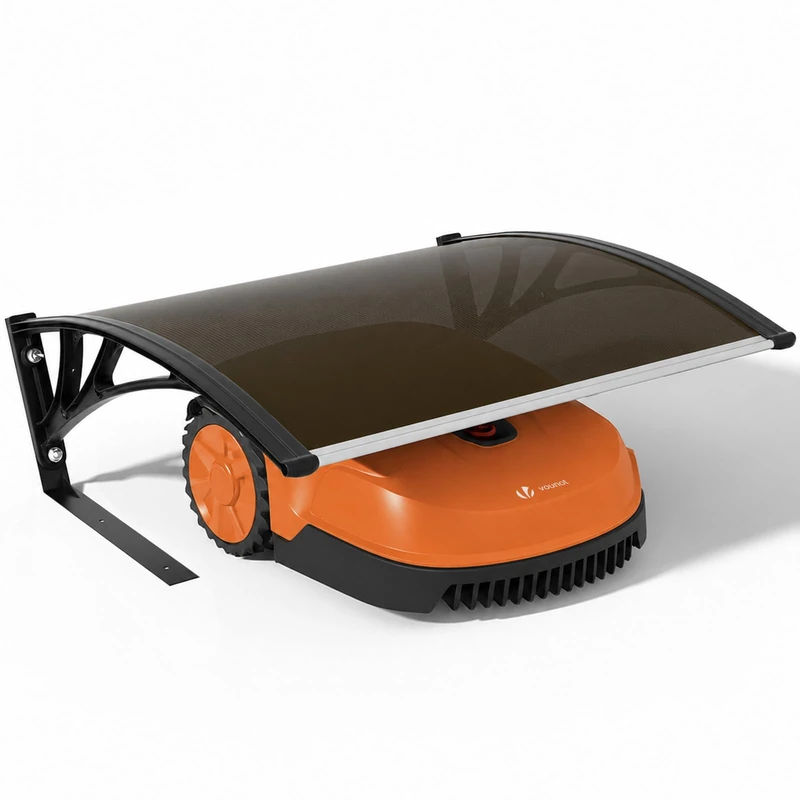 VOUNOT® Robotic Lawnmower Garage 104x80x50 cm, Outdoor Weatherproof Shelter with Metal Legs, Rigid Roof Protection, Dark Brown - Image 1