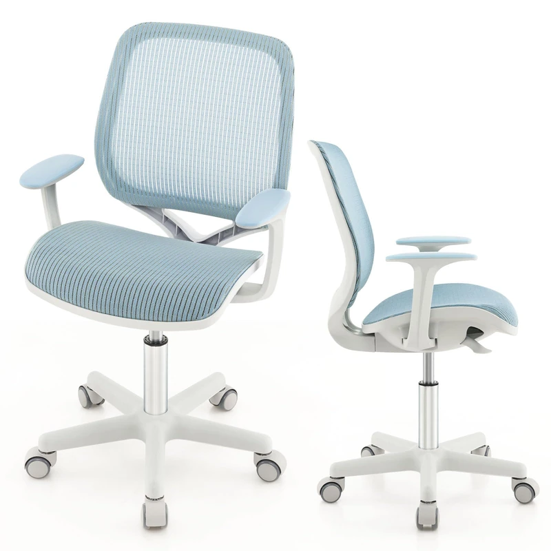 FANTASK Children's Desk Chair, Ergonomic Children's Swivel Chair with Backrests and Armrests, Seat Height 43-55 cm, Height Adjustable, Office Chair with Wheels, Swivel Chair for Children from 6 Years - Image 1