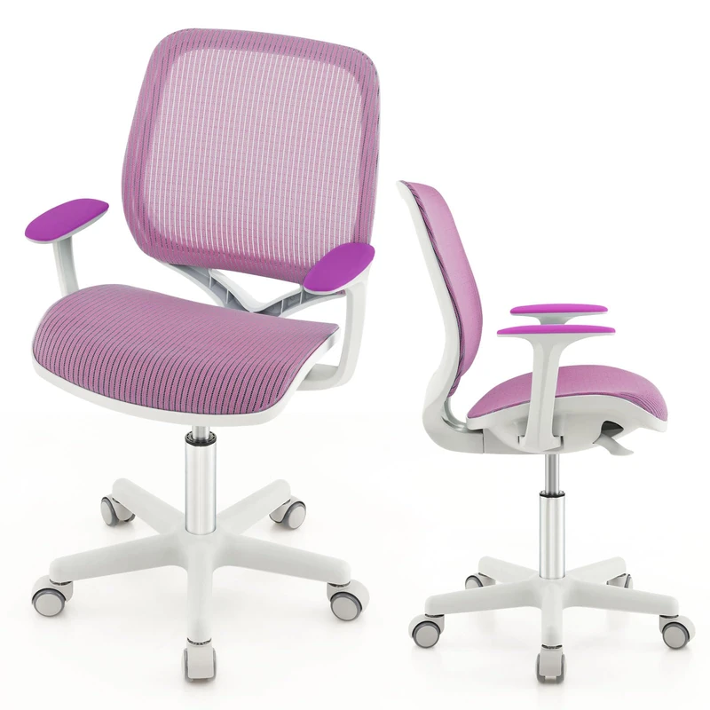 FANTASK Children's Desk Chair, Ergonomic Children's Swivel Chair with Backrests and Armrests, Seat Height 43-55 cm, Height Adjustable, Office Chair with Wheels, Swivel Chair for Children from 6 Years - Image 1