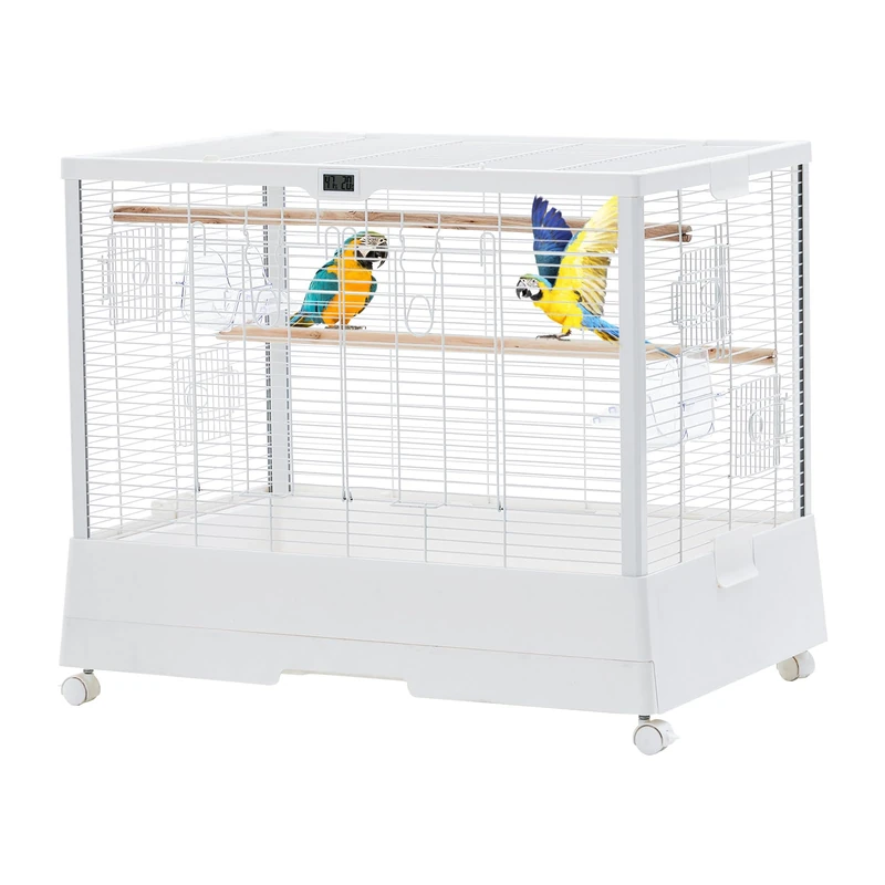 Garvee Steel Bird Cage with Trolley - 28 Inch Removable Tray, Shelf, Temperature and Humidity Control - Ideal for Parakeets, Inseparables, Cockatiels, Conures and Small/Medium - Image 1