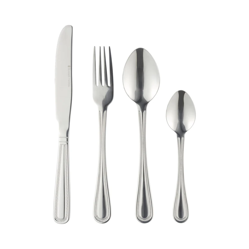 Russell Hobbs Prague 48-Piece Cutlery Set - 18/0 Stainless Steel Silverware, Dinner Set for 12 People for Everyday Dining, Includes Knives/Forks/Tablespoons/Teaspoons
