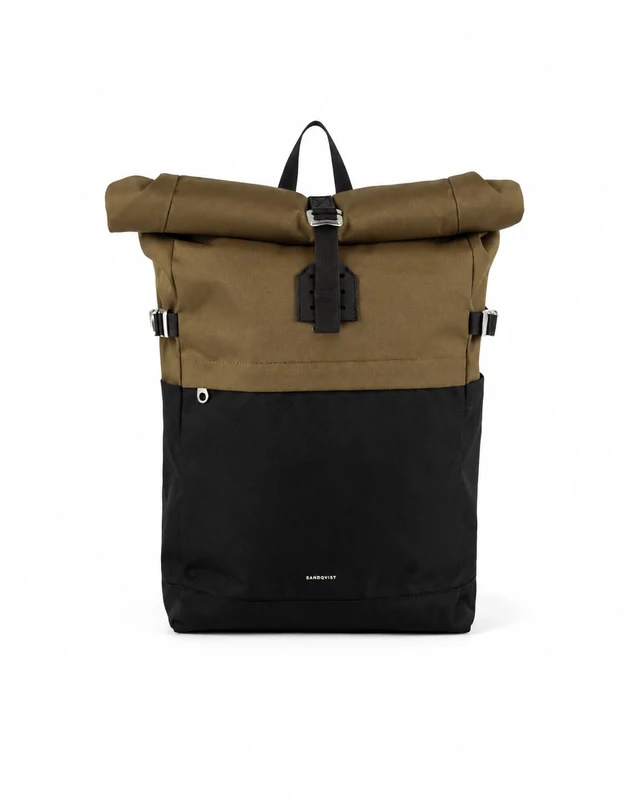 Sandqvist Icon Rolltop Backpack 14”, 23L, Multi Olive, Laptop Backpack, 14" Laptop Compartment, Water-Resistant, Recycled Materials